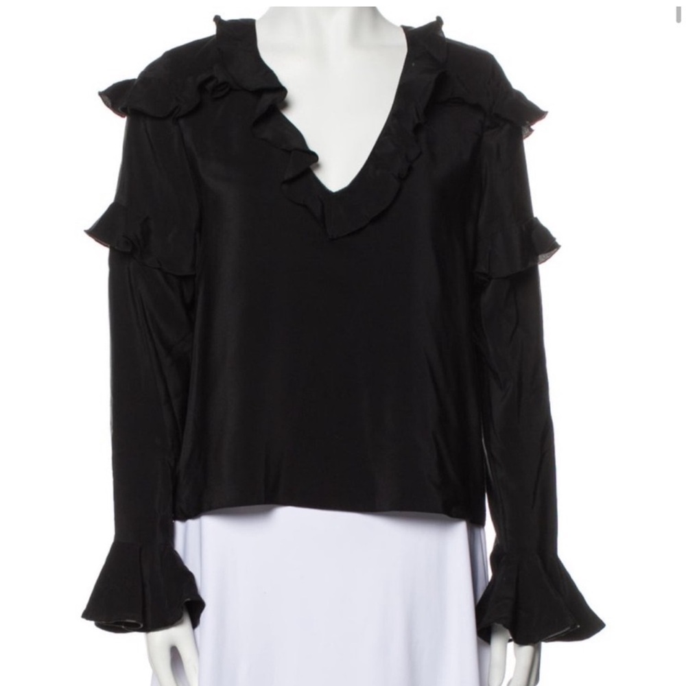 Alexis Silk WHITE Ruffle Blouse